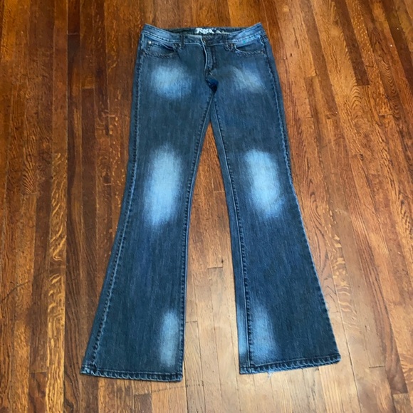 Wrangler Denim - Wrangler Rock 47 Bootcut Jeans Womens 5/34 Blue Denim Cowgirl Chic Bling Distres
